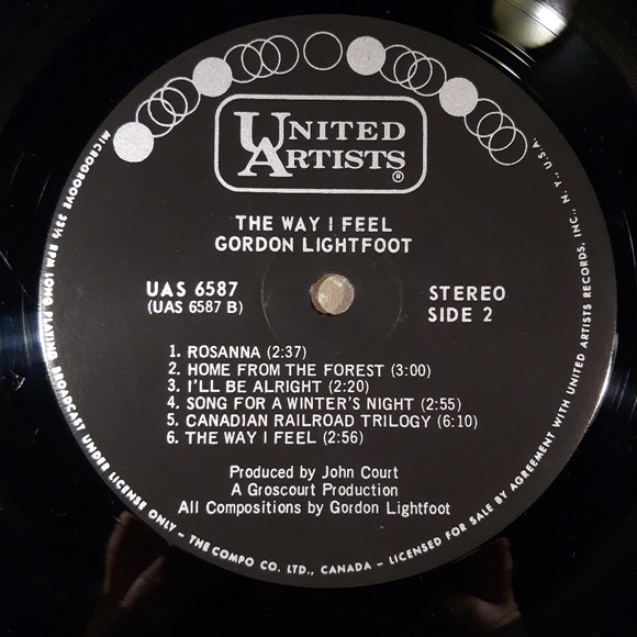Gordon Lightfoot - The Way I Feel - Vinyl LP Record - Picture 4 of 4